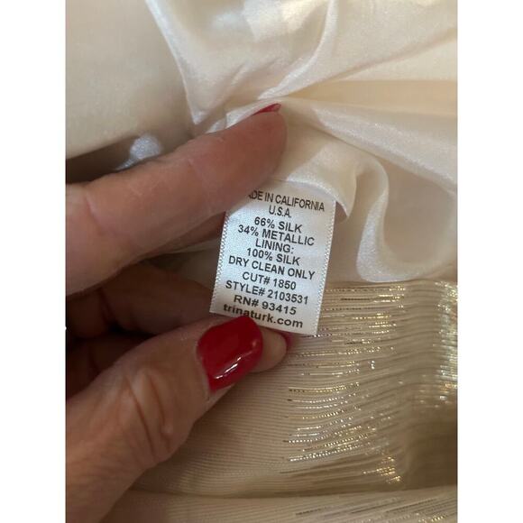 Trina Turk Women's Cream Silk Ruffle Front Mini Dress Size 2 - Picture 6 of 9